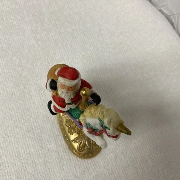 Vintage Scarborough Fair Santa Clause on a unicorn carousel with jewel accents - Picture 2 of 10